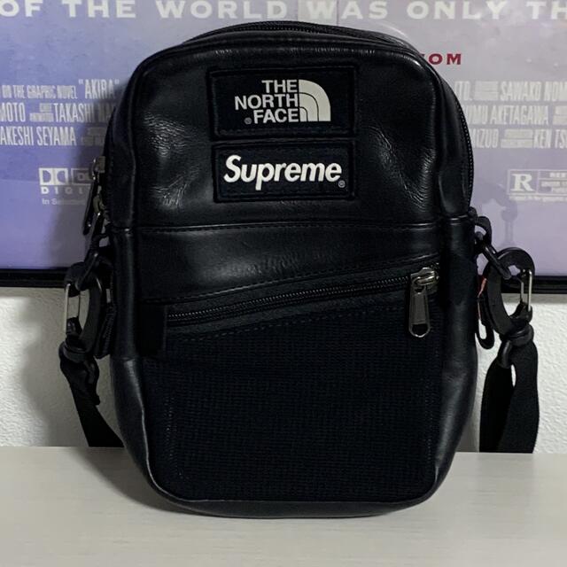 supreme the northface bag black レザーショルダー