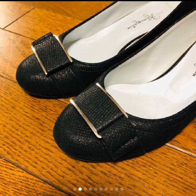 【美品】イング (21.5) パンプス フラット フラワー 飾り 希少デザイン