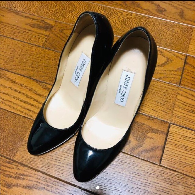 ジミーチュウ ハイヒールパンプス エナメルブラック 黒37