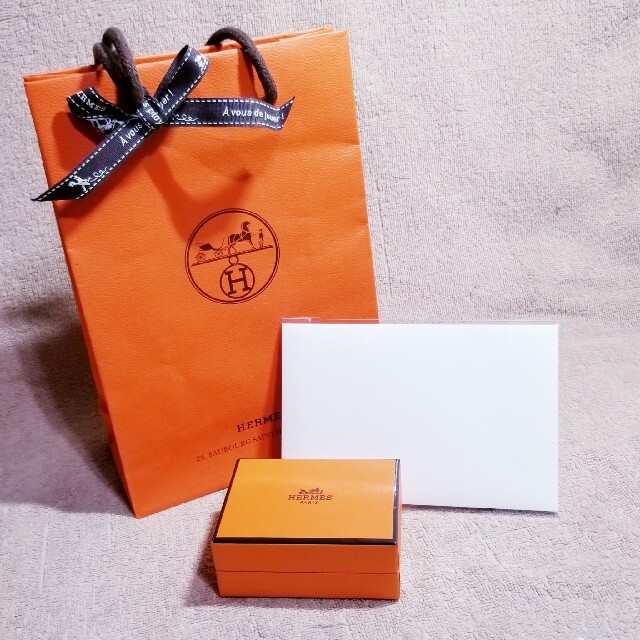 【新品未使用】HERMES カフリンクス H柄 オレンジ