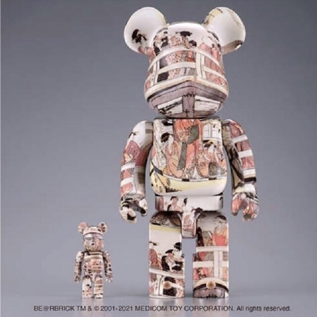 全高約70mm400%BE@RBRICK 喜多川歌麿「両国橋の上下」 100% ＆ 400%