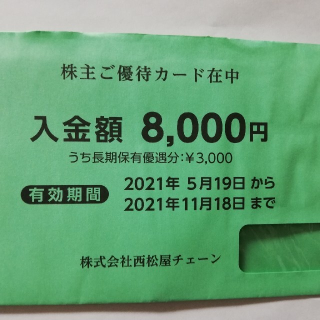 西松屋株主優待　株主ご優待カード