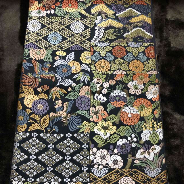 川島織物 イカット 本袋帯 紬 洒落袋帯 袋帯 花柄 鳥 西陣織 安心販売