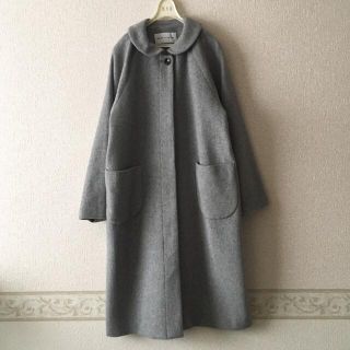 ビュルデサボン(bulle de savon)の美品　20AW　bulle de savon　丸襟ウールコート　グレー　ゆったり(ロングコート)