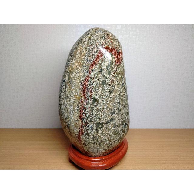 津軽花紋石 3.8kg 錦石 碧玉 ジャスパー 原石 鑑賞石 自然石 水石 紋石