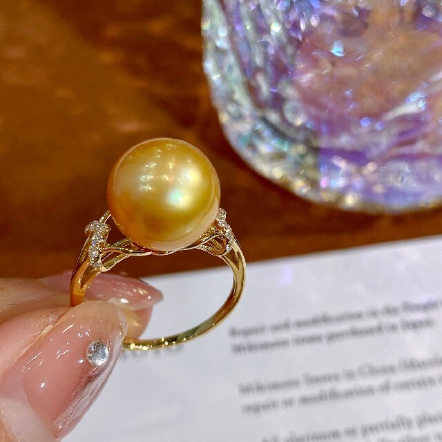 人気定番】 【高級】天然南洋真珠 一粒リングk18 リング(指輪)