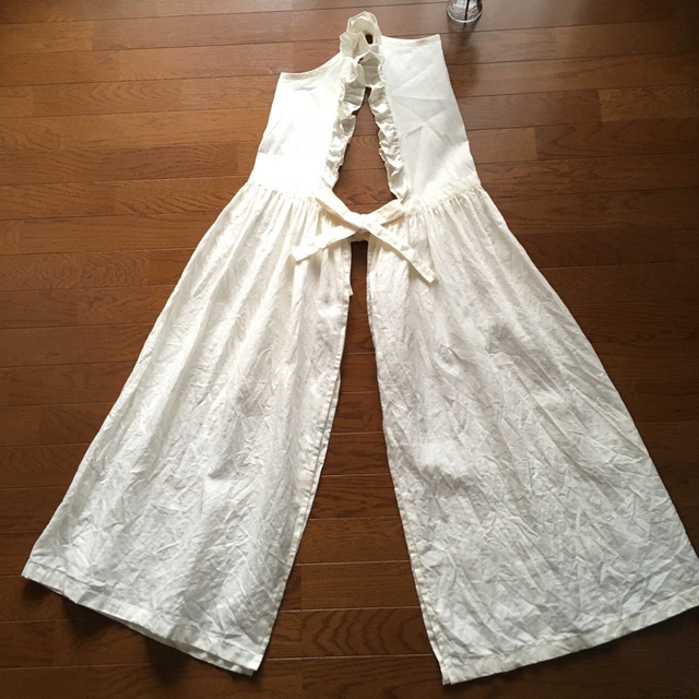 ハンドメイド☆リネンフリルリボンエプロンワンピース