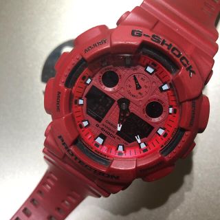 ジーショック(G-SHOCK)のCASIO G-SHOCK GA-100C レッド　中古稼動品(腕時計(デジタル))