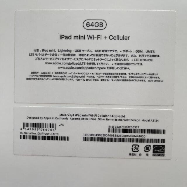 iPad mini 5 64GB cellular 美品 SIMフリー 6