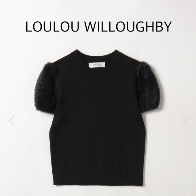 LOULOU WILLOUGHBYファースリーブプルオーバー 黒