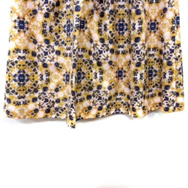 ESTNATION(エストネーション)のエストネーション ビス フレアスカート ギャザー ひざ丈 花柄 38 黄色 紺 レディースのスカート(ひざ丈スカート)の商品写真