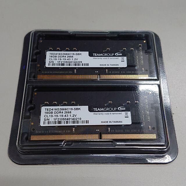 未使用 TEAM 32GB (16Gx2) DDR4-2666 #072