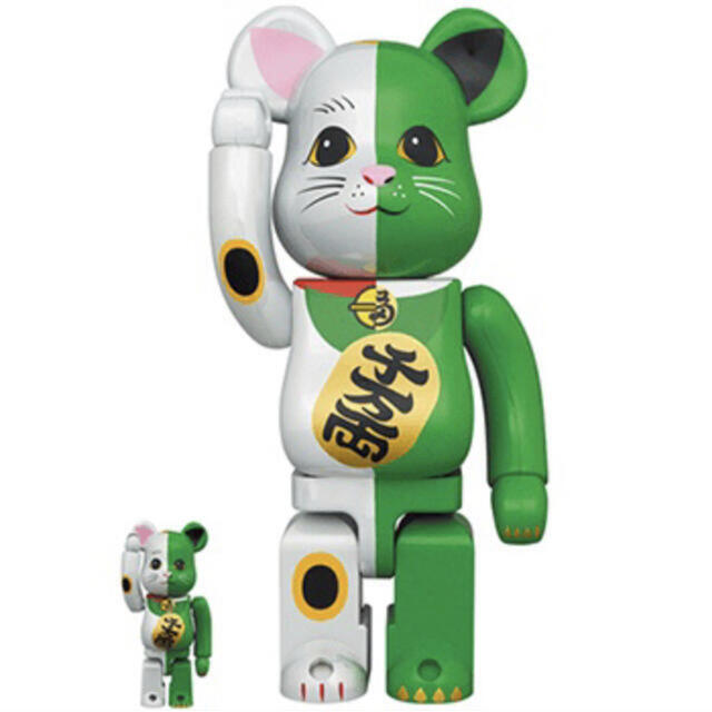 BE@RBRICK 招き猫 白×緑 100％ & 400％