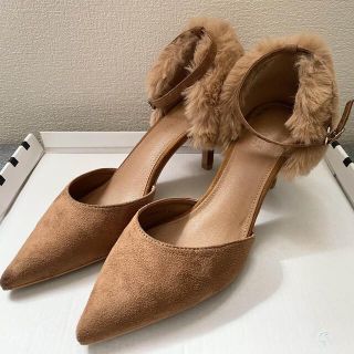 ランダ(RANDA)の美品❗️RANDA ファーパンプス ファー パンプス ブラウン LL(ハイヒール/パンプス)