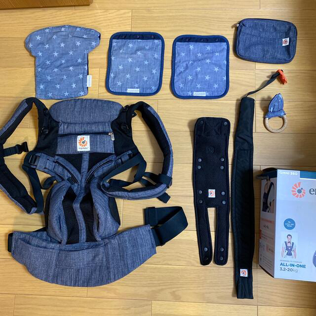 Ergobaby(エルゴベビー)の★チョコ様専用★エルゴ オムニ360クールエア抱っこ紐　インディゴウェーブ キッズ/ベビー/マタニティの外出/移動用品(抱っこひも/おんぶひも)の商品写真