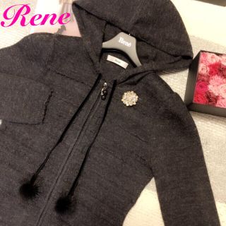 ルネ(René)のRene【美品】スカラップ☆ミンクポンポン☆アルパカ　ダブルジップパーカー34✨(パーカー)