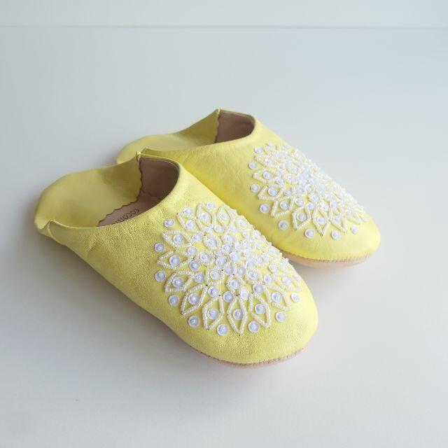 ☆セール☆高品質 Lサイズ ソフトイエロー バブーシュ（ホワイト） スリッパ レディースの靴/シューズ(サンダル)の商品写真