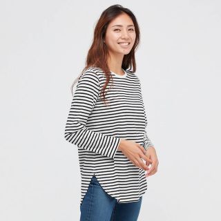 ユニクロ(UNIQLO)のユニクロ✳︎ コットンシャツテールボーダーT(Tシャツ(長袖/七分))