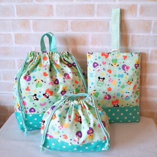 ハンドメイド☆ディズニーツムツム☆入園入学③点セット(体操着入れ)