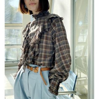 アメリヴィンテージ(Ameri VINTAGE)のsolov 20ss VOYAGE CHECK FRILL BLOUSE(シャツ/ブラウス(長袖/七分))