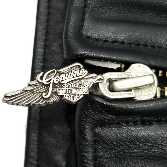 ワッペン多数◆HARLEY-DAVIDSON◆レザーライダースジャケット黒S - 6