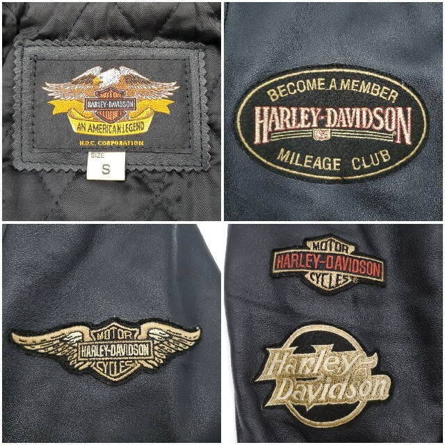 ワッペン多数◆HARLEY-DAVIDSON◆レザーライダースジャケット黒S - 9