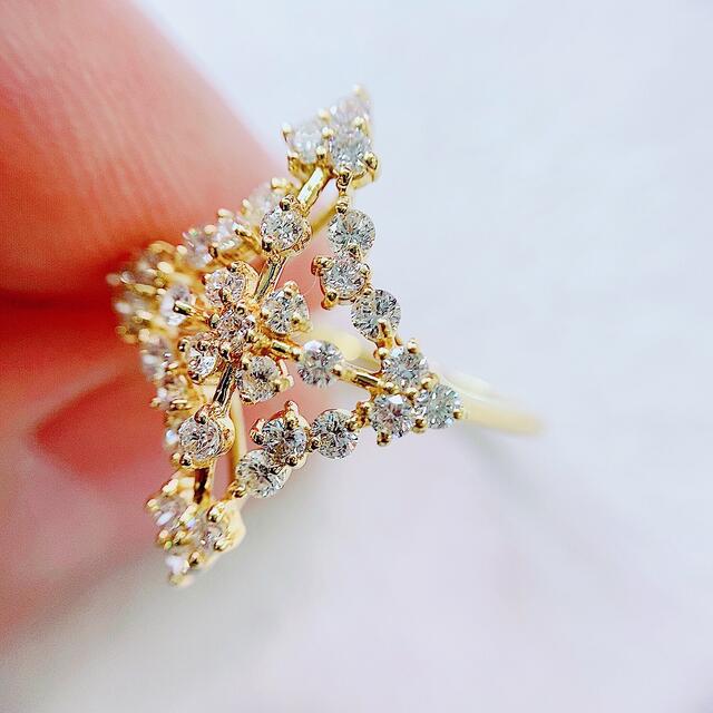 ☆1.00ct☆✨ダイヤモンド モチーフ K18リング 指輪 12号-