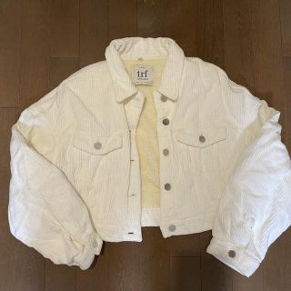 ザラ(ZARA)のZARA コーデュロイ　ショート　ジャケット　白(Gジャン/デニムジャケット)