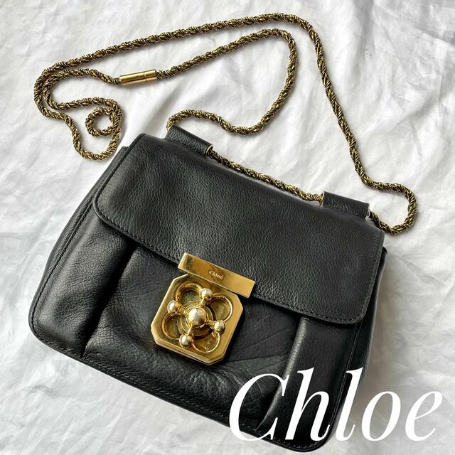 美品《Chloe》クロエ　エルシー　チェーン　ショルダー　牛革　黒　2wayHERMES