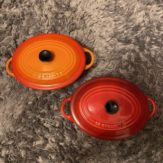 ルクルーゼ(LE CREUSET)のルクルーゼ　ストーンウェア　ミニ　オーバルココット　２個SET(食器)