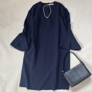 アドーア(ADORE)の美品✨アドーア ワンピース ジョーゼット 秋服 冬服 ひざ丈 S  日本製(ひざ丈ワンピース)