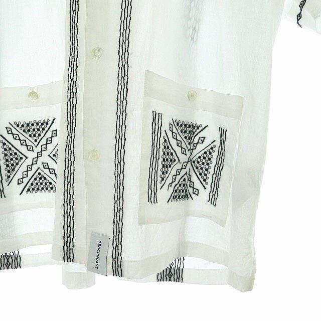 ディセンダント 2 白 黒の通販 by ベクトル ラクマ店｜ラクマ DESCENDANT シャツ オープンカラー 刺繍 超特価新品
