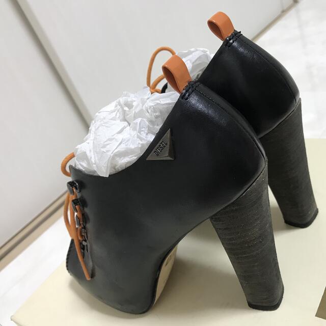 DIESEL(ディーゼル)のレア DIESEL ディーゼル レディース ブーツ ヒール ブラック オレンジ レディースの靴/シューズ(ブーツ)の商品写真