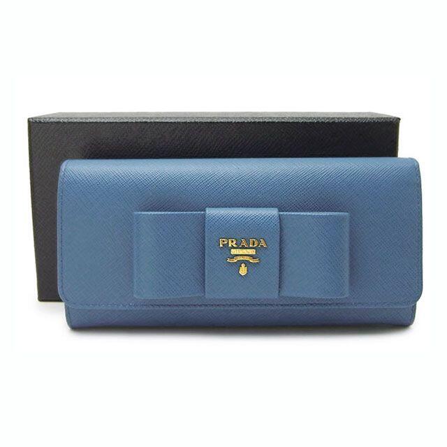 正規通販】 PRADA 1MH132 リボン長財布 サフィアーノフィオッコ プラダ