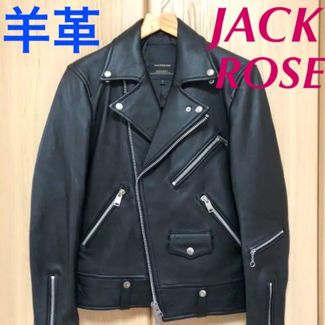 JACKROSE(ジャックローズ)のJACKROSE★ダブルライダースジャケット★ラムレザー 羊革 羊皮 黒 メンズのジャケット/アウター(ライダースジャケット)の商品写真