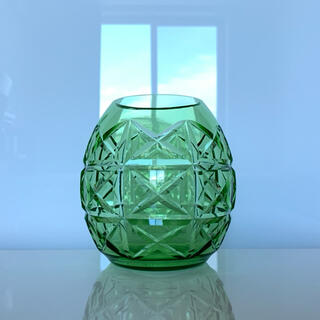 ✯ 極レア 逸品 Baccarat ボール ベース メロン 緑 グリーン 花瓶✯(花瓶)