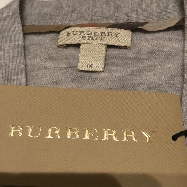 BURBERRY(バーバリー)のBURBERRY ブリット　バーバリーニットカーディガン　M  杢ライトグレー レディースのトップス(カーディガン)の商品写真