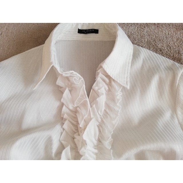 【GLACIER】レディース　ホワイトシャツ　L サイズ レディースのトップス(シャツ/ブラウス(長袖/七分))の商品写真