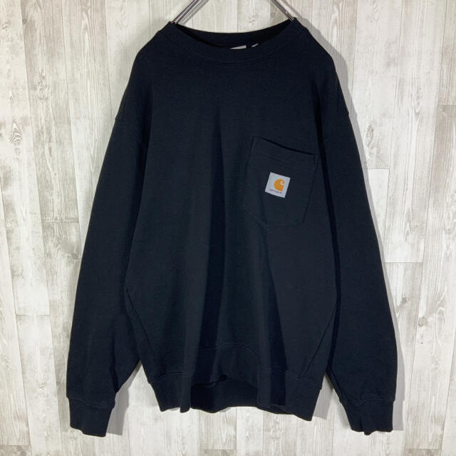 carhartt(カーハート)の【美品】カーハート WIP ロゴタグ ポケット 即完売品 定番 黒 スウェット メンズのトップス(スウェット)の商品写真