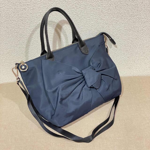 ✨#✨ ランバンオンブルーのシャルロット2wayリボンバッグネイビー www