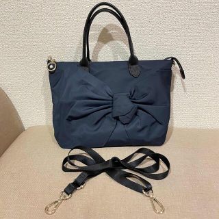 ランバンオンブルー(LANVIN en Bleu)のランバンオンブルーのシャルロット2wayリボンバッグネイビー(ショルダーバッグ)