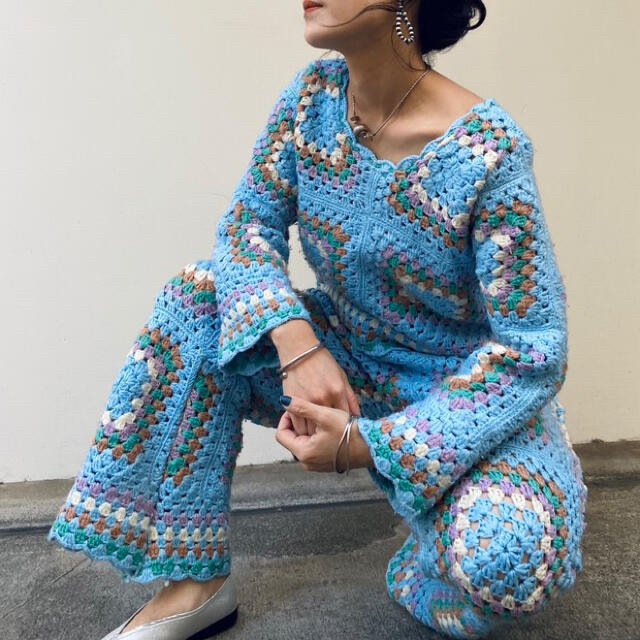 レディース その他70s vintage hand crochet グラニースクエア セットアップ