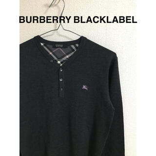 バーバリーブラックレーベル(BURBERRY BLACK LABEL)の【美品】BURBERRY BLACKLABEL ボタンニット(ニット/セーター)