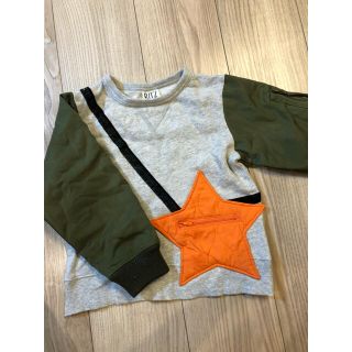 ビッツ(Bit'z)のBITZ キッズ　スター長袖トレーナー　サイズ110 グレー&カーキ&オレンジ(Tシャツ/カットソー)