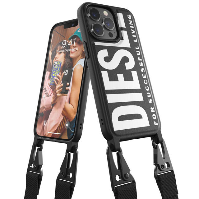 新品⭐︎DIESEL iPhone13Pro BK/WH ネックストラップ付き