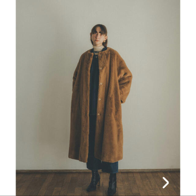 STUDIOUS(ステュディオス)のclane クラネ　リコファー　NO COLLAR LICO FUR COAT レディースのジャケット/アウター(ロングコート)の商品写真