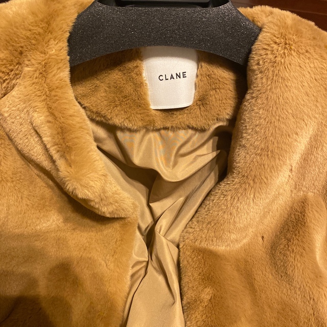 CLANE NO COLLAR LICO FUR COAT 茶色　1