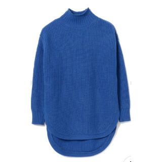 ビームス(BEAMS)の美品 BEAMS LIGHTS / 片畦裾ラウンド ニット  ブルー(ニット/セーター)