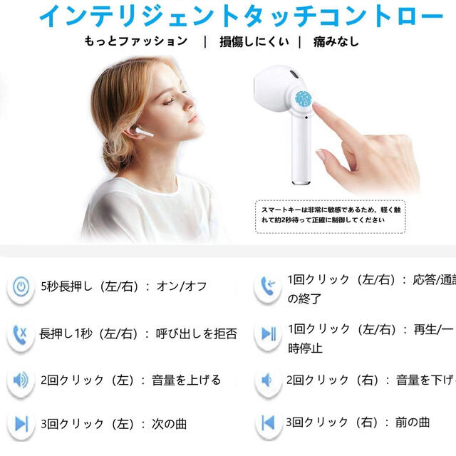 ワイヤレスイヤホン Bluetoothイヤホン#855 スマホ/家電/カメラのオーディオ機器(ヘッドフォン/イヤフォン)の商品写真