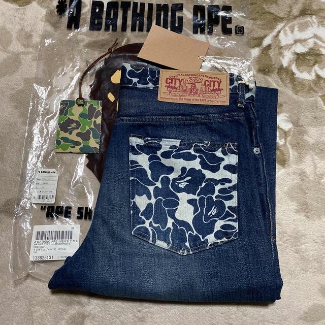 APE BAPE camo 迷彩　denim デニム　パンツ　KAWS m